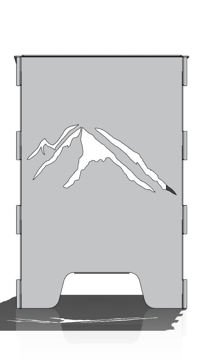 "FireCube" – Feuerkorb mit "Berge" Design