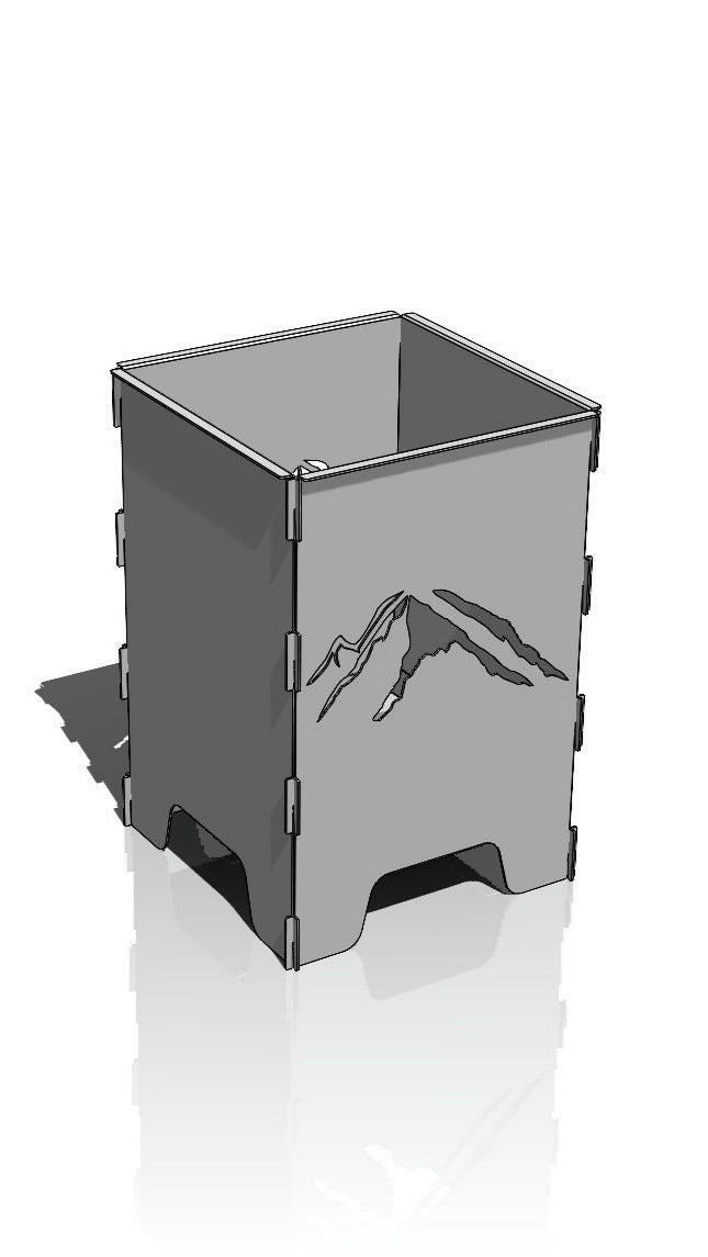 "FireCube" – Feuerkorb mit "Berge" Design