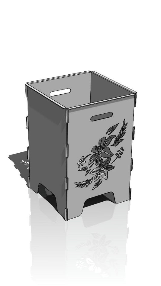 "FireCube" – Feuerkorb mit "Lilien" Design