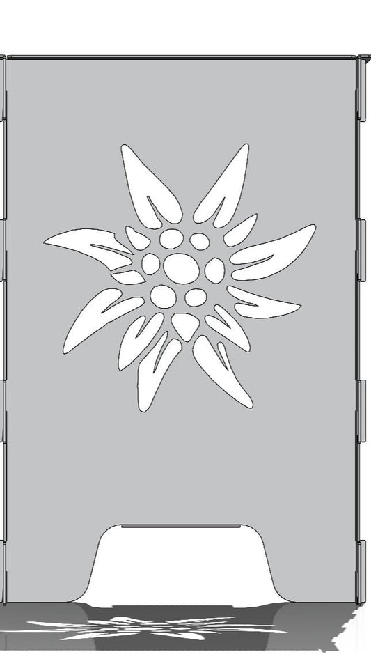"FireCube" – Feuerkorb mit "Edelweiß" Design